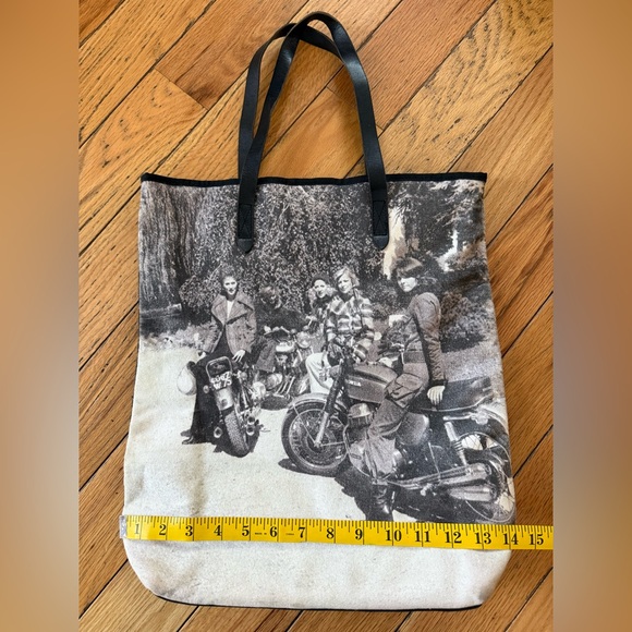 Barbour Racing Riding Biker Motorcycle Shoulder Handbag/Tote Black/White Canvas - Picture 13 of 16